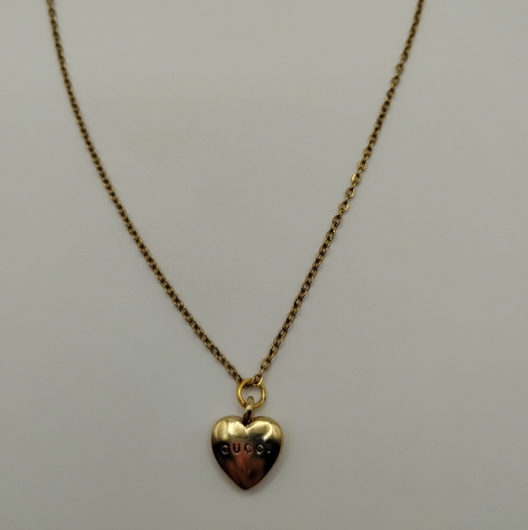 Gucci Gold Heart Pendant On A Gold S.Steel Necklace - Picture 5 of 6